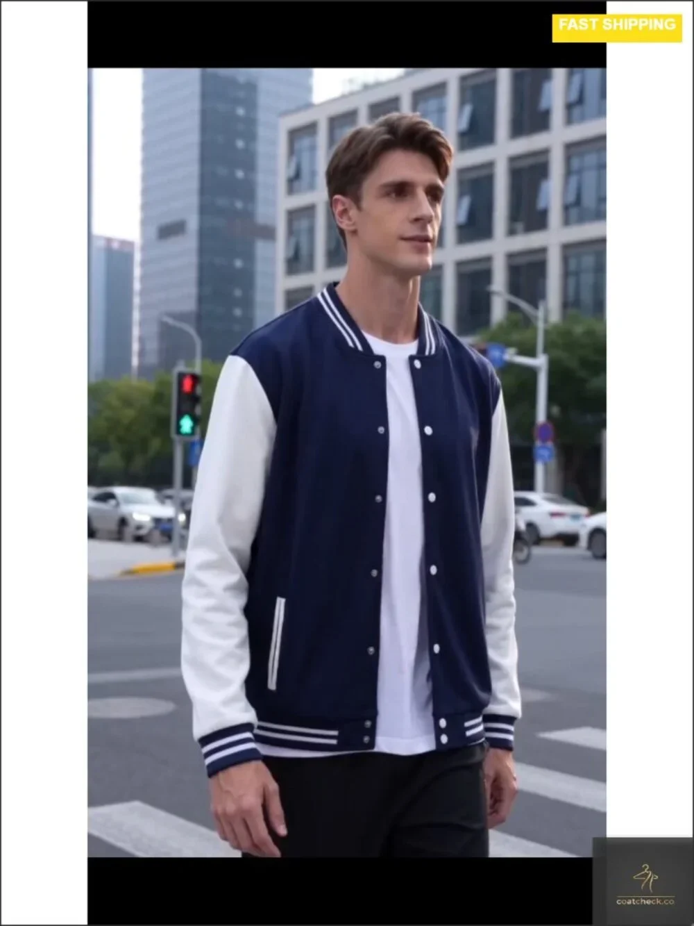 Varsity Baseball Jacket Casual Letterman Bomber Lightweight Windbreaker